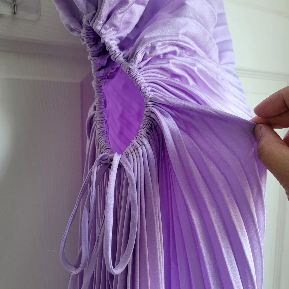 Hello Molly‎ One Shoulder Pleated Season Of Weddings Maxi Dress Lilac Small - Picture 12 of 12